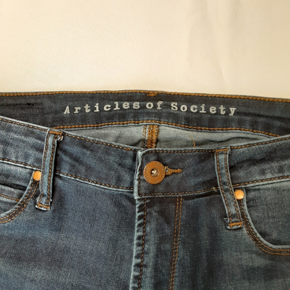Articles Of Society Dark Blue Stretch Denim Midrise Skinny Jeans Women Size 27 - Picture 4 of 12